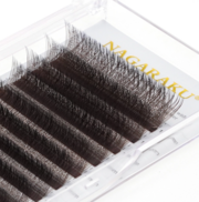 Вії Nagaraku 3D W-форма темно-коричневі Mix C 0.07 8-12 мм, фото 3