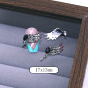 Шарми (фігурки) для нігтів Крило праве No. 7 17х13 мм (1 шт) сріблясто-чорні, фото 1