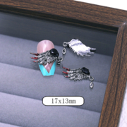 Шарми (фігурки) для нігтів Крило ліве No. 8 17х13 мм (1 шт) сріблясто-чорні, фото 1