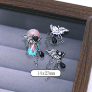 Шарми (фігурки) для нігтів Крило No. 14 14х23 мм (1 шт) сріблясті, фото 1