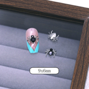 Шарми (фігурки) для нігтів Павук No. 11 9х6 мм (1 шт) сріблясто-чорні, фото 1