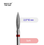 Фреза алмазная Nails Of The Day Пламя 2,5*10 мм красная, фото 1