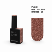 Гель-лак светоотражающий Biblioteka Flash Spark Inside №06 Bronze Темно-коричневый блеск 10 мл, фото 1