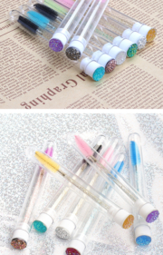 Щеточка для ресниц нейлоновая глиттерная в колбе Premium, микс цветов, фото 4