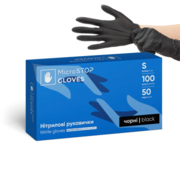 Рукавички нітрилові Microstop неопудрені S (100 шт/пач), чорні, фото 1
