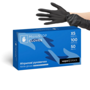 Рукавички нітрилові Microstop неопудрені XS (100 шт/пач), чорні, фото 1