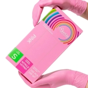 Перчатки нитриловые SanGig S (100 шт/пач), розовые, фото 1