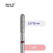 Фреза алмазная Nails of the day закругленный цилиндр 2,5*10 мм красная, фото 1