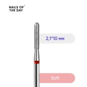 Фреза алмазна Nails of the day заокруглений циліндр 2,1*10 мм червона, фото 1