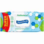 Салфетка влажная Superfresh Antibacterial с клапаном 120 шт/уп, фото 1